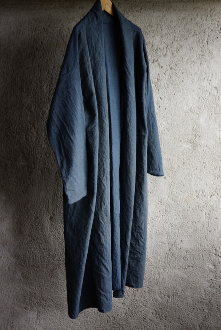 SOLD > plain weave woolen robe coat NV